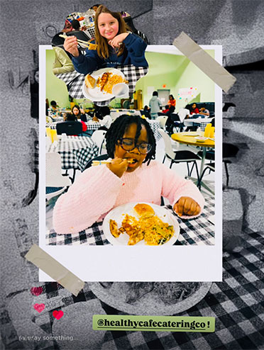 photo collage of kids at South End Children's Cafe eating healthy meals