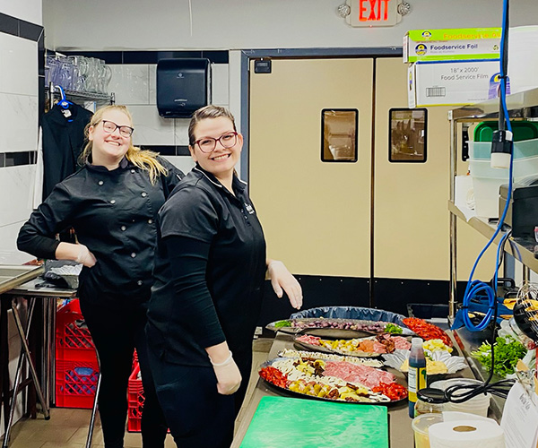 Healthy Cafe Catering staff in the kitchen prepping food